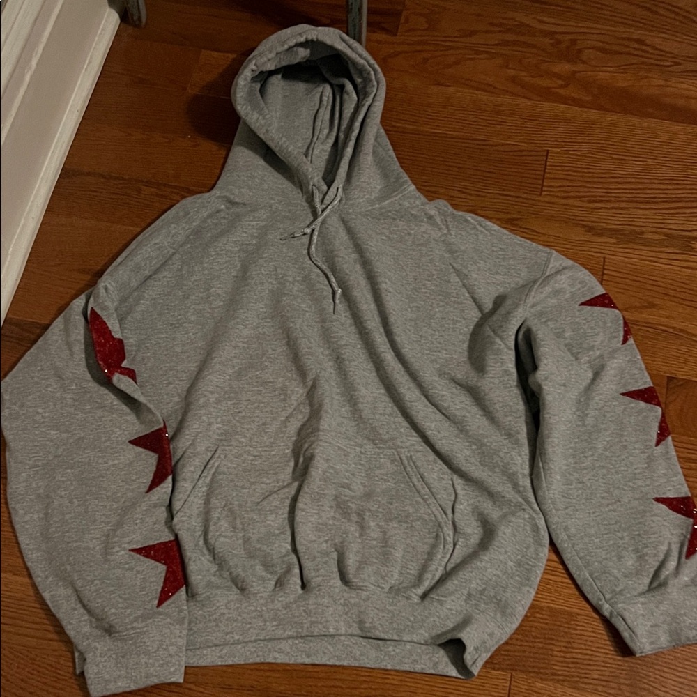 Carmar Gray Hoodie with Red Sequins Star Details